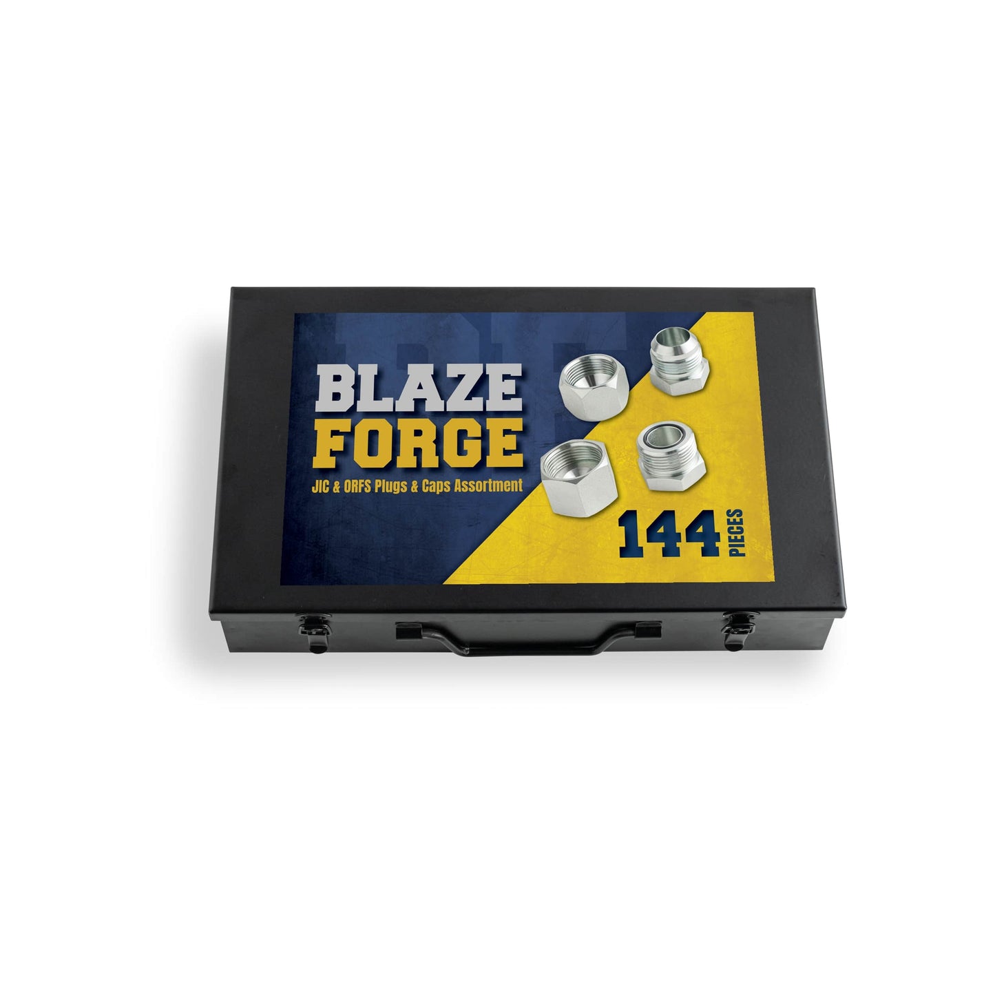 144-Pc JIC & ORFS Caps/Plugs Kit – Steel Case (Dash #4–16)