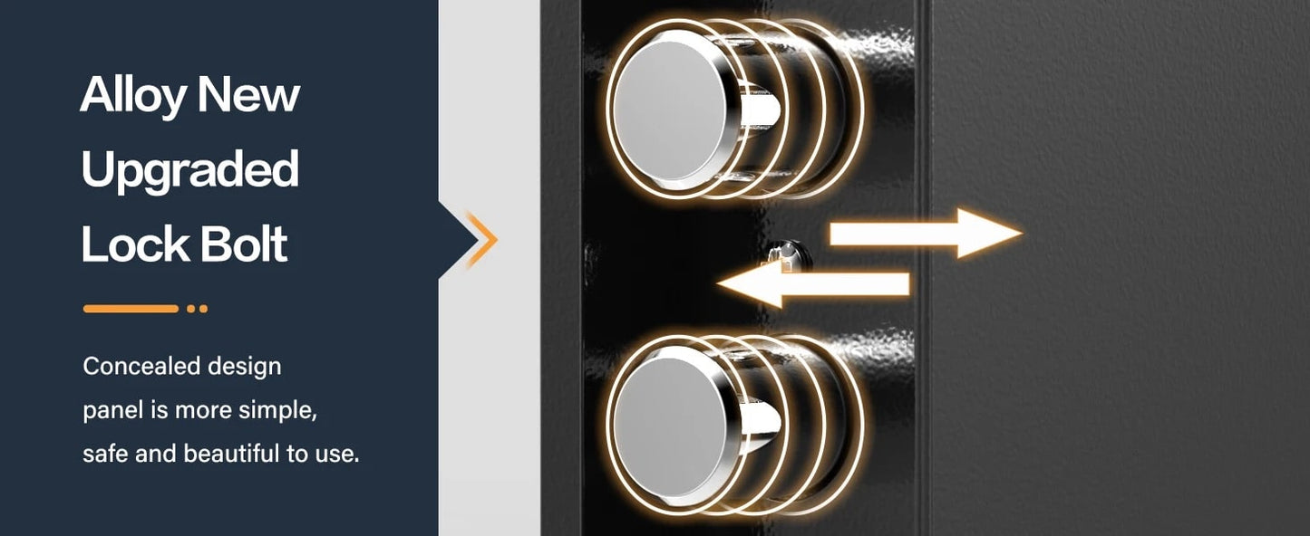 Alloy new upgraded lock bolt with arrows indicating movement on a dark background