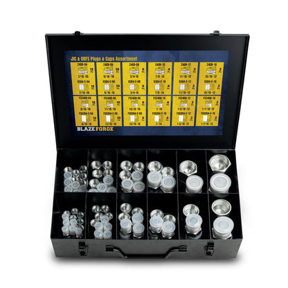 144-Pc JIC & ORFS Caps/Plugs Kit – Steel Case (Dash #4–16)