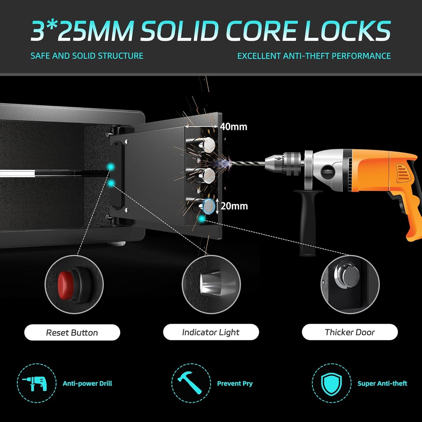 BlazeForge Secure Home Safe Box with Fireproof Bag