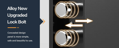 Alloy new upgraded lock bolt with arrows indicating movement on a dark background