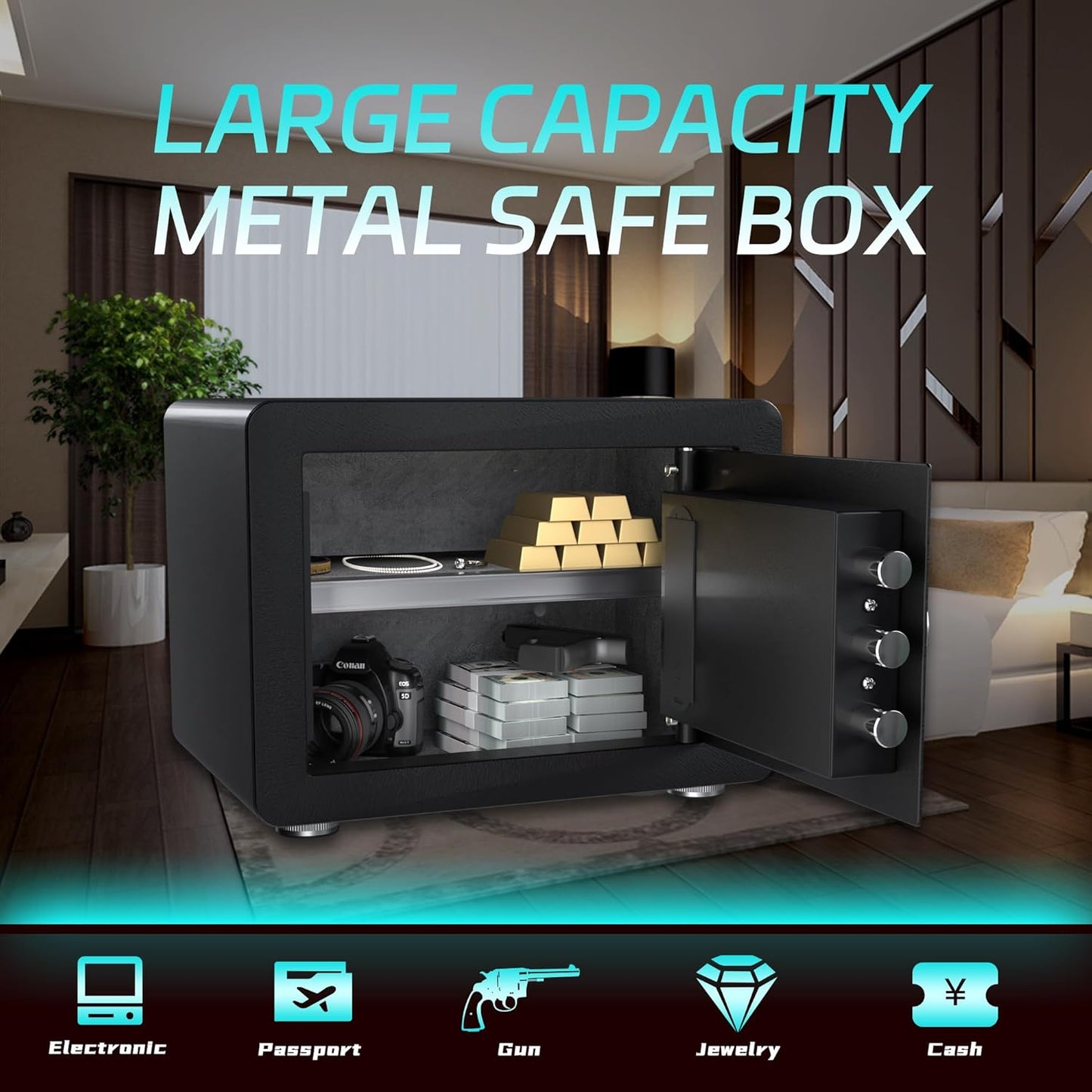 BlazeForge Secure Home Safe Box with Fireproof Bag